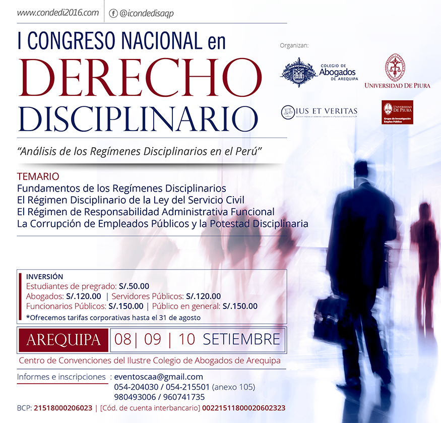 I Congreso Nacional en Derecho Disciplinario «Análisis de los Regímenes Disciplinarios en el Perú» Legis.pe-Pasion por el derecho