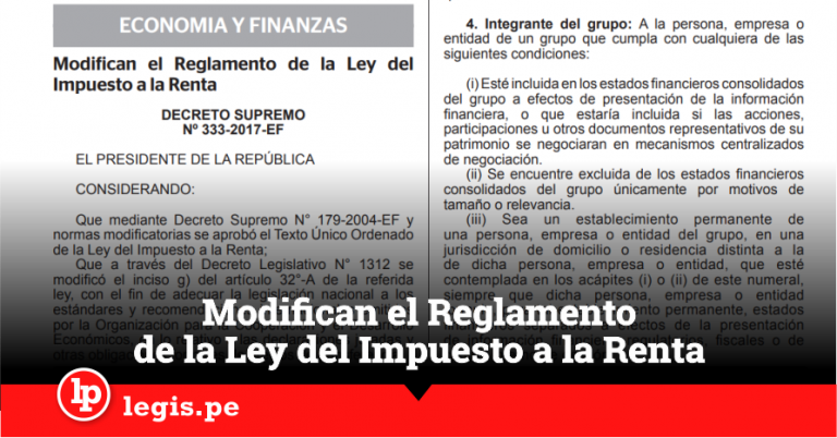 Ya Es Oficial Modifican El Reglamento De La Ley Del Impuesto A La Renta Lp 3155