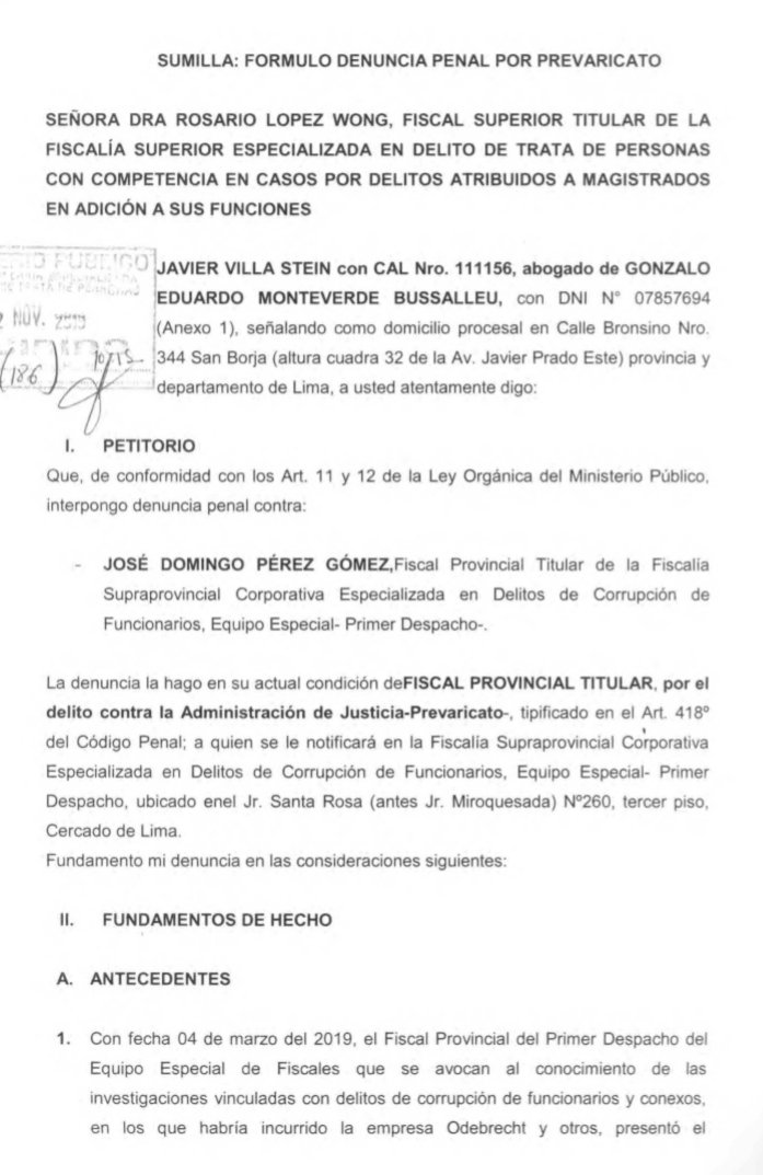 Gonzalo Monteverde denuncia por prevaricato a fiscal José Domingo Pérez | LP