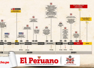 Cuadro esquemático de la resolución 0329-2020-JNE con logo de El Peruano, JNE y LP