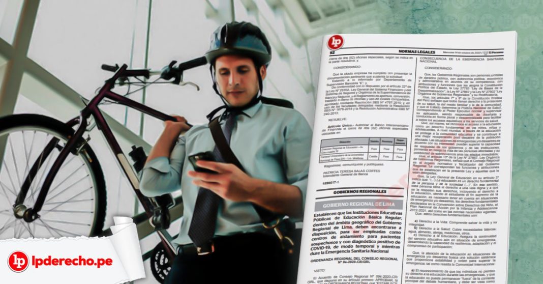 resolución Administrativa 000288-2020-CE-PJ trabajadore con bicicleta con logo LP