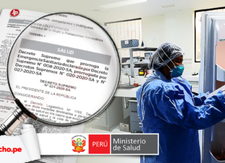 Decreto supremo 031-2020-SA médico en un hospital con logo LP
