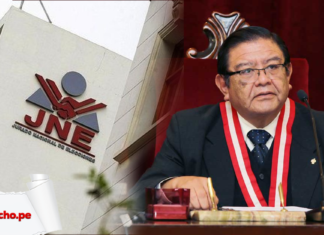 Fachada de la JNE Jorge Salas Arenas con logo de LP