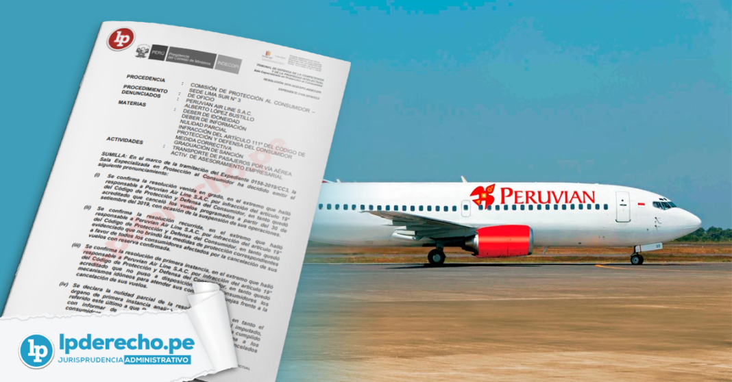 Jurisprudencia administrativa Peruvian Air Line con logo de LP