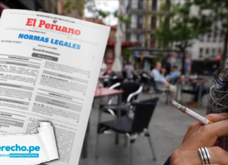 Persona fumando con lofgo de norma legal y jurisprudencia administrativa y LP