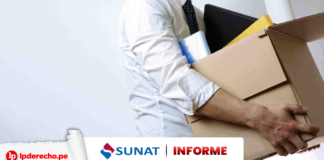 Informe 062-2020-Sunat con foto de despido y logo de Sunat y LP