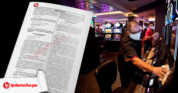 Resolución Ministerial 265-2020-mincetur con imagen de casinos y logo de LP