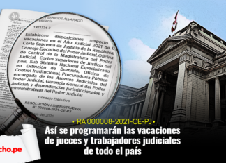 Resolución Administrativa 000008-2021-CE-PJ fachada del Poder Judicial con logo LP