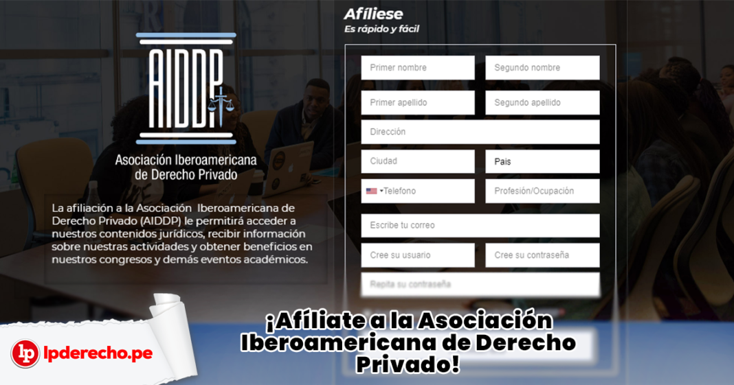 ¡Afíliate a la Asociación Iberoamericana de Derecho Privado! con logo de LP