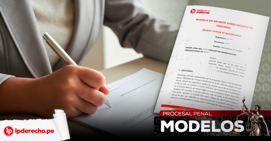 [Modelo] Escrito de ofrecimiento de testigos (proceso penal) | LP
