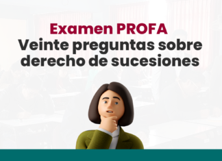 Examen PROFA: Veinte preguntas sobre derecho de sucesiones con logo de LP