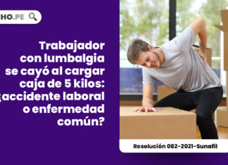 trabajador-lumbalgia-cargar-caja-cinco-kilos-accidente-laboral-enfermedad-comun-resolucion-082-2021-sunafil-LPDERECHO
