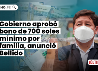 Gobierno aprobó bono de 700 soles mínimo por familia, anunció Bellido
