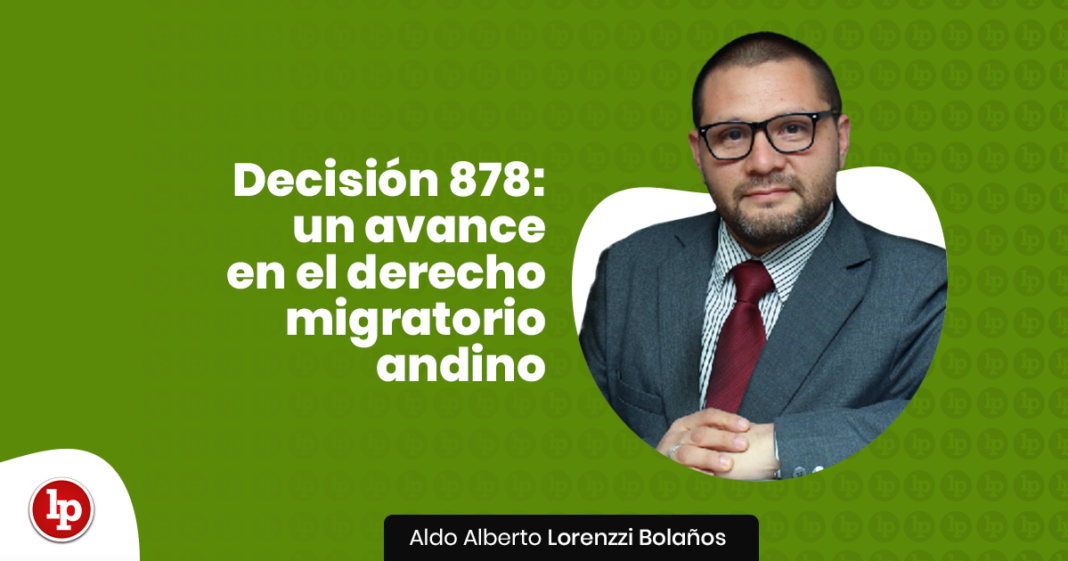 Decision 878 migratorio con logo de LP
