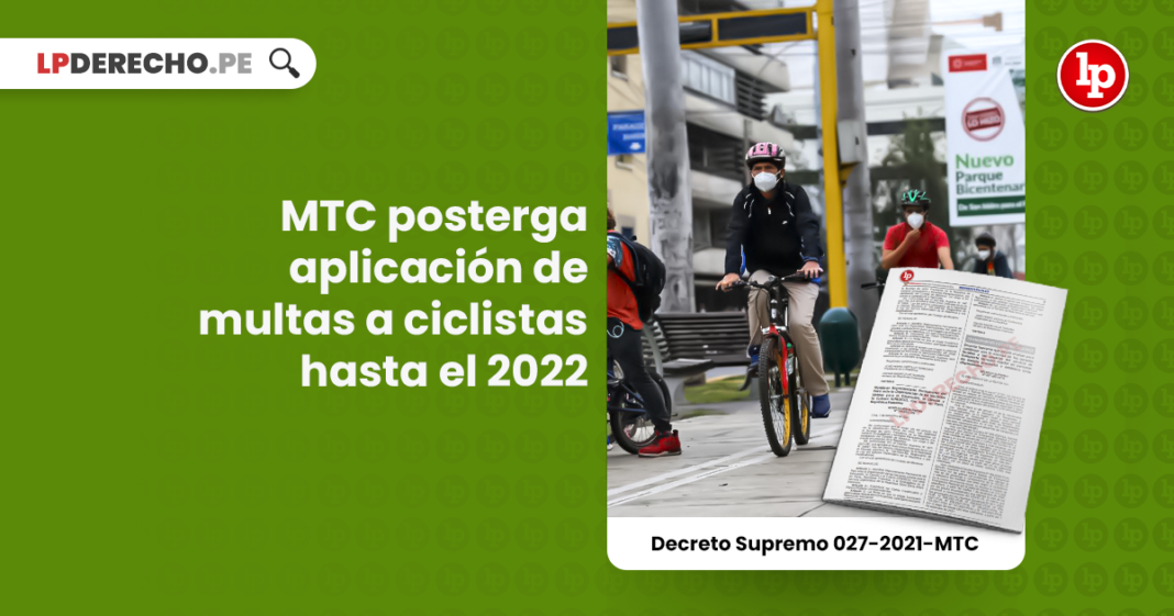 MTC posterga aplicación de multas a ciclistas hasta el 2022