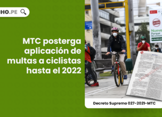 MTC posterga aplicación de multas a ciclistas hasta el 2022