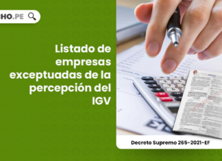 Listado de empresas exceptuadas de la percepción del IGV