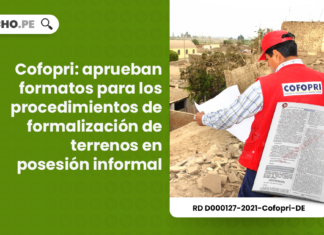 Cofopri: aprueban formatos para los procedimientos de formalización de terrenos en posesión informal