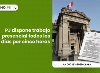 PJ dispone trabajo presencial todos los días por cinco horas [RA 000351-2021-CE-PJ]