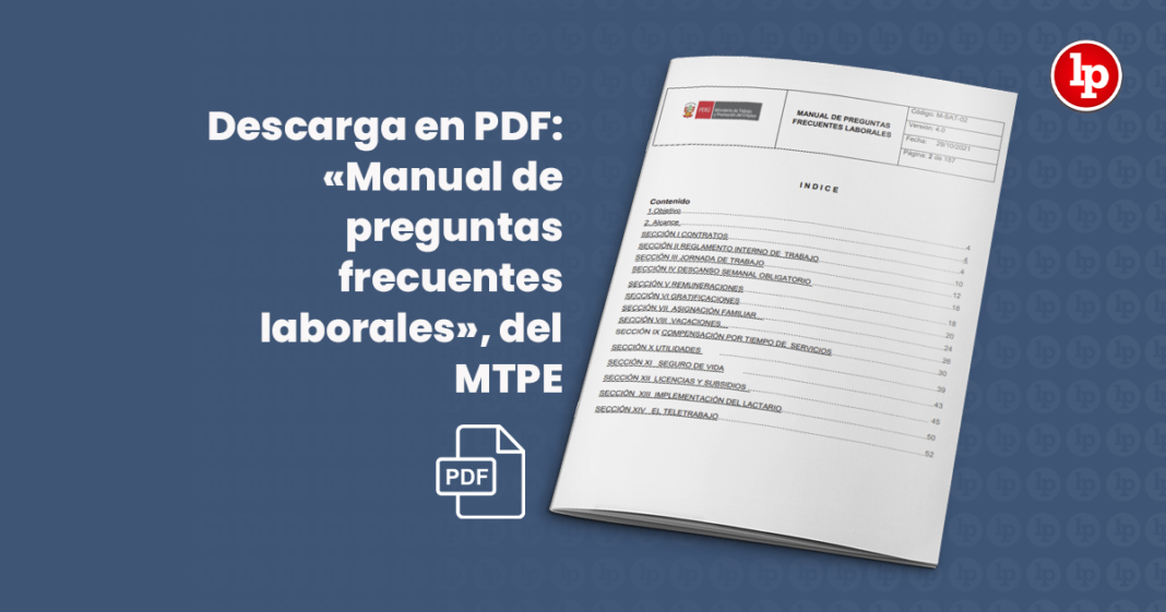 Descarga en PDF: «Manual de preguntas frecuentes laborales», del MTPE