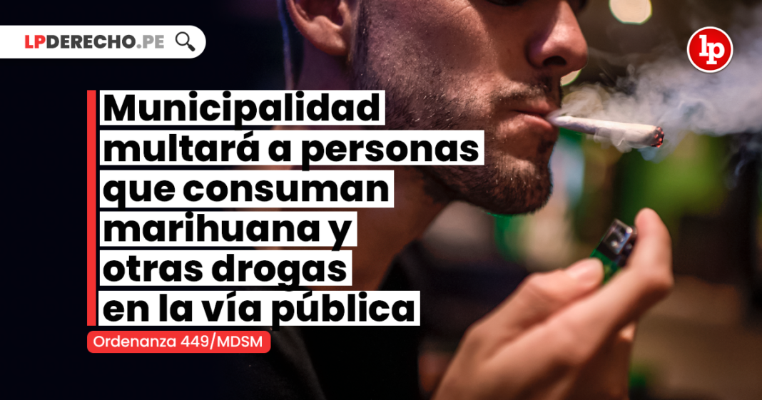Municipalidad multará a personas que consuman marihuana y otras drogas en la vía pública [Ordenanza 449/MDSM]