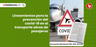 Lineamientos para la prevención del covid-19 en el transporte aéreo de pasajeros [RM 1195-2021-MTC/01]