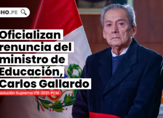 Oficializan renuncia del ministro de Educación, Carlos Gallardo [RS 178-2021-PCM]