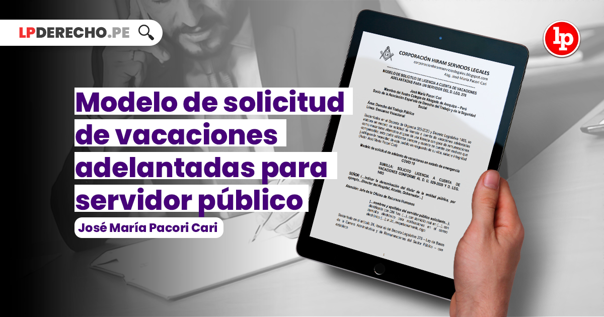 Modelo de solicitud de vacaciones adelantadas para servidor público, por  José María Pacori Cari | LP