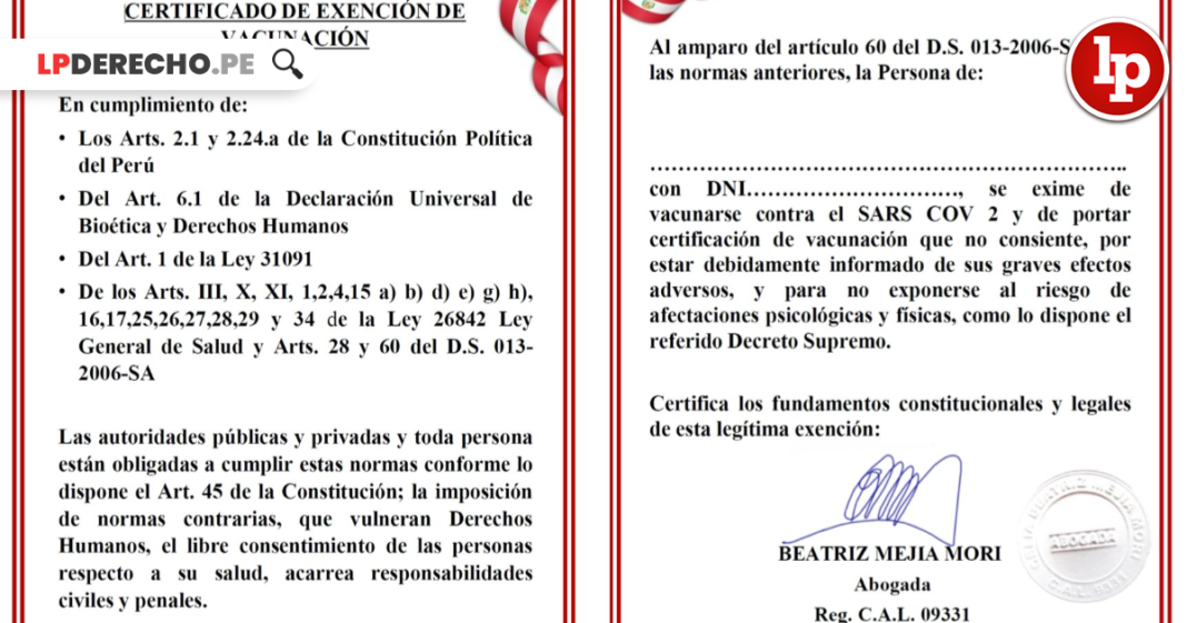 Certificado de exencion e vacunacion - LPDerecho