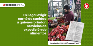 Es ilegal exigir carné de sanidad a quienes brindan servicios de expedición de alimentos [Resolución 0116-2021/Indecopi-TAC]