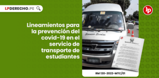 Lineamientos para la prevención del covid-19 en el servicio de transporte de estudiantes