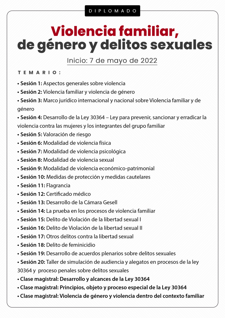 Diplomado Violencia Familiar De Género Y Delitos Sexuales Inicio 7 De Mayo De 2022 Virtual Lp 6024