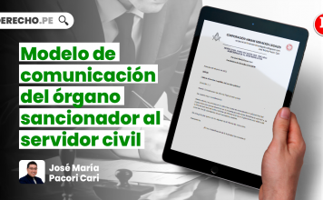 Modelo de comunicación del órgano sancionador al servidor civil