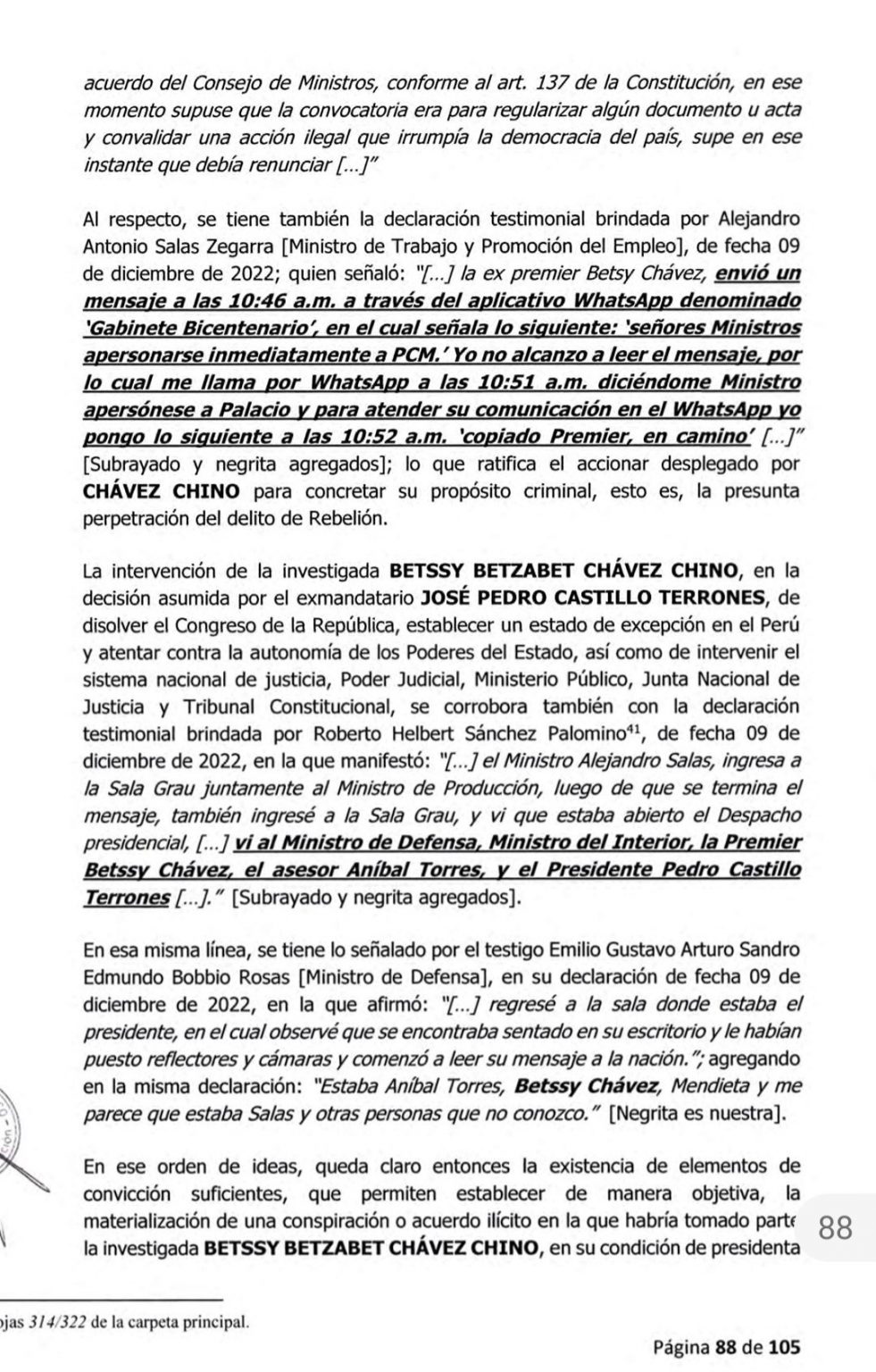 Fiscal De La Nación Presentó Denuncia Constitucional Contra Pedro Castillo Y Exministros Por 
