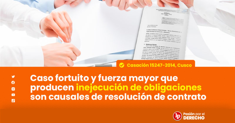 Caso Fortuito Y Fuerza Mayor Que Producen Inejecución De Obligaciones Son Causales De Resolución 1816