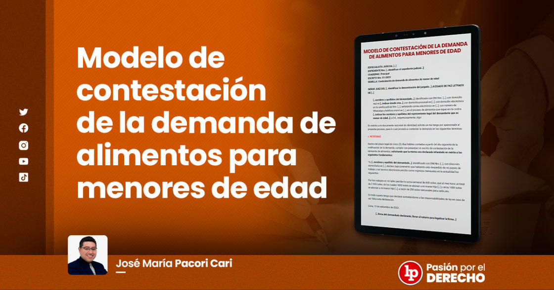 Modelo de contestación de la demanda de alimentos para menores de edad | LP