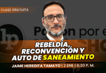 Clase gratuita sobre rebeldía, reconvención y auto de saneamiento en el proceso civil. Llena el formulario para recibir las diapositivas.