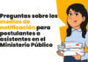 Preguntas sobre los medios de notificación para postulantes a asistentes en el Ministerio Público