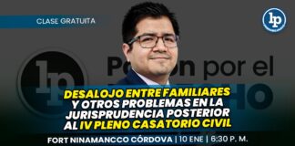 Clase gratuita sobre Desalojo entre familiares y otros problemas en la jurisprudencia posterior al IV Pleno Casatorio Civil. Llena el formulario para recibir las diapositivas