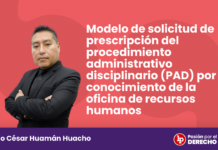 Modelo de solicitud de prescripción del procedimiento administrativo disciplinario (PAD) por conocimiento de la oficina de recursos humanos