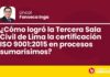 ¿Cómo logró la Tercera Sala Civil de Lima la certificación ISO 9001:2015 en procesos sumarísimos?