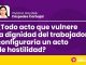 ¿Todo acto que vulnere la dignidad del trabajador configuraría un acto de hostilidad?